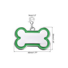 MECCANIXITY 2 Set Pet ID Tags Bone Shape, 45x30mm Metal Personalize Engraved Both Sides Blank Tags Stamping Pet Supplies Engrave Name Number for Pet Dog ID Tags, Pendant Decoration (Green)