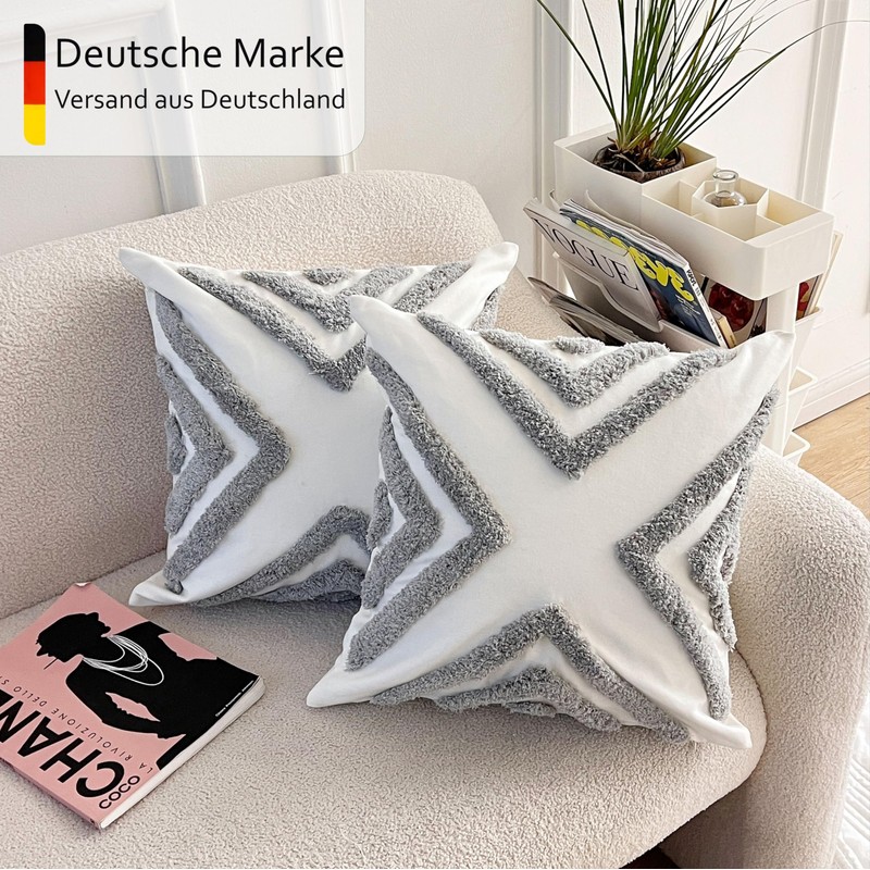 Emilie-Textil Boho Decorative Cushion Cover Made of 100% Cotton, Decorative