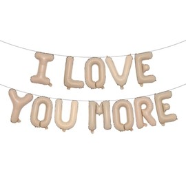 16 Inch I LOVE YOU MORE Alphabet Letters Foil Balloons Set for Valentines Day,Propose Marriage,Wedding Party,Anniversary Backdrop Party Supplies for her,girlfriend (I LOVE YOU MORE Caramel)