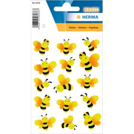 HERMA 6038 Stickers Bees Small Large Pack of 15 Neon Animals Stickers with Luminous Bee Motif, Children's Labels for Photo Album, Diary, Poetry Album, Scrapbooking, Birthday Decoration, Letters, DIY