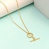 LeCalla 925 Sterling Silver Gold Ring T-Bar Necklace for Women