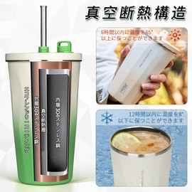 TYESO Vacuum-Insulated Tumbler Cup with Straw, Stainless Steel, Wide Mouth, Home Office, Outdoor, Multi-Color, Retains Heat and Cold, Lid Included, 20.3 fl oz (600 mL), Large Capacity, Girls, Boys