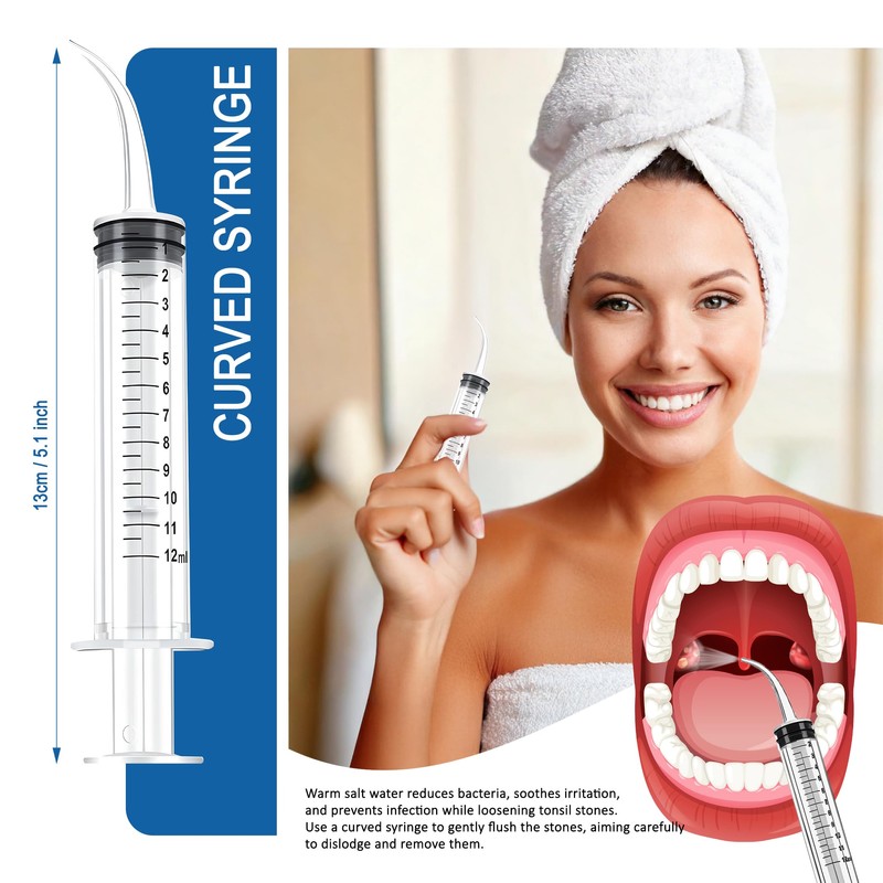 Tonsil Stone Remover Kit with Metal Case, Syringe and Tongue