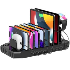 Unitek 2025 USB PD Charging Station, 6 Ports, PD20W, 2+ USB-C x 1, Desktop Charging Stand, 60 W, PSE Certified, 6 Devices Simultaneously Charging, 1.5A, 2.4A, 3A, Smart IC, Compatible with Multiple