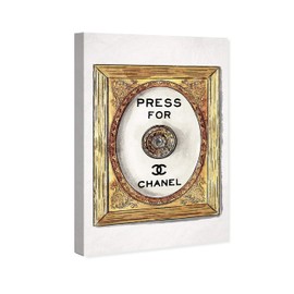 The Oliver Gal Artist Co. Fashion and Glam Wall Art Canvas Prints 'Fancy Doorbell Linen' Home Décor, 15" x 10", Gold, Black