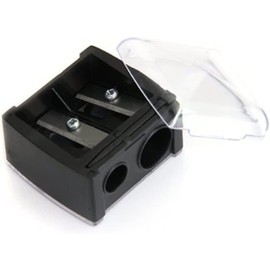Black Eyeliner Sharpener Makeup Pencil Sharpener Pencil Sharpeners for Eyebrow Eyeliner Pencil Tool Dual Holes Eye Pencil Sharpener with Cover Portable Cosmetic Sharpener, Sharpeners