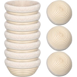 Irenare 10 Pcs Bread Banneton Proofing Basket Round Dough Sourdough Proofing Basket Rattan Bakery Baking Bread Bowl with Liner and Scraper Tool Set for Starter Gifts Professional Home Bakers (5 Inch)