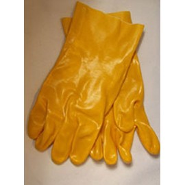MCR Safety 6612 Single-Dipped PVC Plastic Gloves with 12-inch Gauntlet and Interlock Lining, Smooth, Yellow, Large, 1-Pair