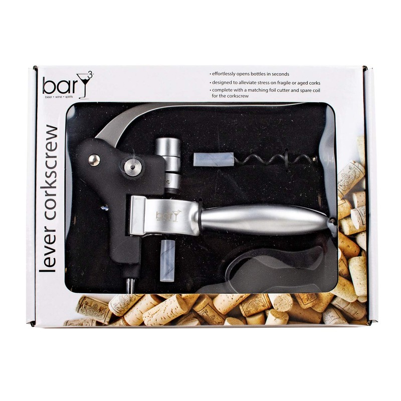 barY3 Lever Corkscrew Wine Opener – Effortless Bottle Opening with