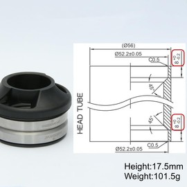 DJC Bike - Auriculares Integrados de enrutamiento de Cable sin Rosca de 52 mm para Horquilla Recta y cónica (Tapa de Nylon)