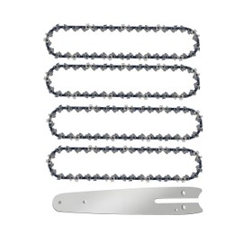Mini Chainsaw Chain, 4 chains and 1 guide bar 6-Inch Replacement Saw Chain and Guide Bar for 6 inch Mini Cordless Electric Chainsaw, With 37 Drive Links, Chainsaw accessories