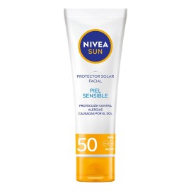 Protector Solar Facial Piel Sensible NIVEA SUN, Protección Contra Las Alergias Causadas Por El Sol, Fps50+ 50Ml