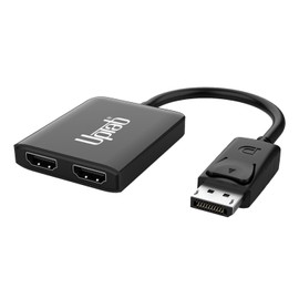 uptab DisplayPort to Dual HDMI Adapter 4K 60Hz Multi Monitor Splitter, Converter Dual Monitors Extended Display SST MST Hub, Display Port Extend 1 in 2 HDMI Out, DP to 2X HDMI 2.0