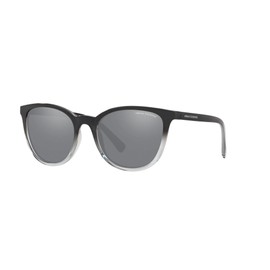 A|X ARMANI EXCHANGE Women's Ax4077sf Low Bridge Fit Oval Sunglasses, Black/Transparent Smoke/Light Grey Mirrored/Black, 56 mm