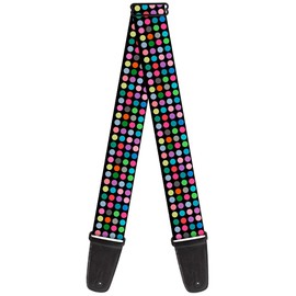 Guitar Strap Mini Polka Dots Black Multi Color 2 Inches Wide