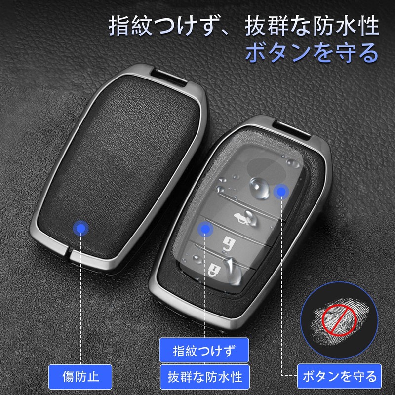 Genuine Leather Key Case for Toyota with Key Holder, Waterproof,