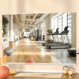 Hasipu Home Gym Mirror, 48"x24" Each, 3-Pack Frameless Wall Mounted Mirrors with Glass Clamps & Aluminum Rail, Large Body Mirror for Home Gym, Yoga Studio, Bedroom, Silver Tempered Glass