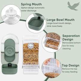 Snblzhef No Mess Bird Feeder & Water Dispenser Set - Automatic Feeding & Hydration, Parakeet Cage Accessories for Parrots