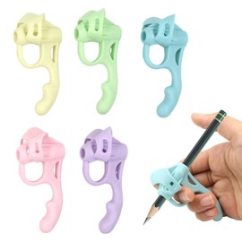KKLM Pencil Grips, Pencil Grip Correction Grips, Set of 5 for Kids, Correct Grip Training, Supports Correct Grip and Posture, Ambidextrous Fun Learning Item, Writing Aid for Elementary School Students