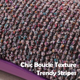 DEZENE Striped Throw Pillow Covers 18x18 Set of 2 Colorful PurpleTextured Boucle Chic Morden Boho Accent Farmhouse Square Decorative Couch Pillow Covers for Home Decor Bed Sofa Living Room