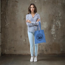 Dead Set Studio 30th Birthday Gift Bags - Canvas Tote Idea for Women Born 1995, Cool Bag for 30 Year Old Lady CORNFLOWER BLUE