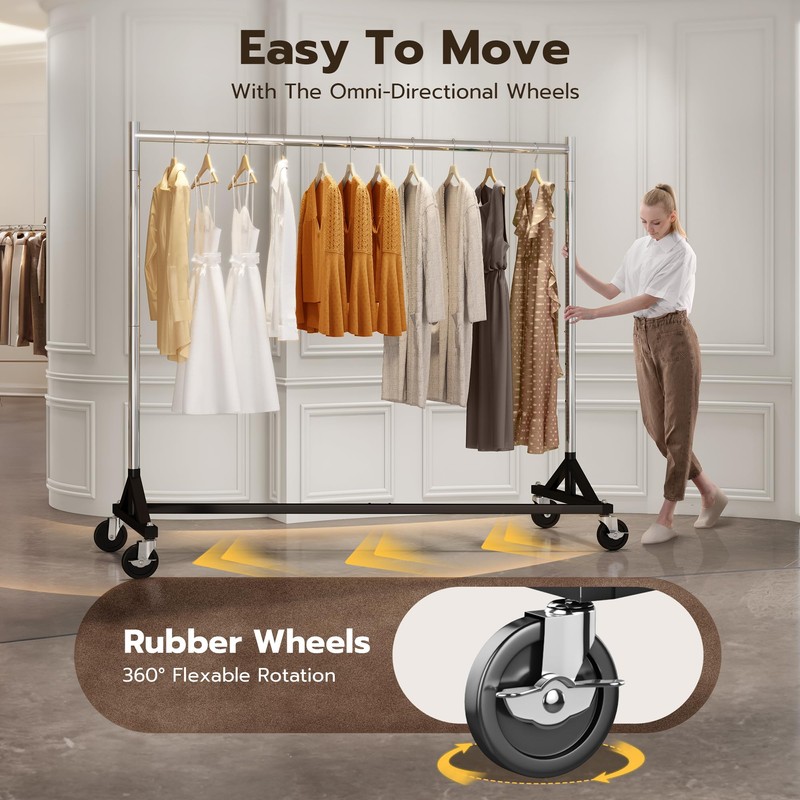 HOKEEPER Commercial Z Base Garment Rack Hold 500LBS Heavy Duty