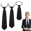 FDJZXW Pack of 3 Black Pre-Tied Adjustable Ties, 22 cm,