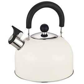 2.5L Stainless Steel Whistling Camping Kettle, Lightweight, Compact and Durable, Perfect for Camping Trips, Hiking, Cooking, Campsite, Campfire, BBQ, Walking Holiday, Glamping, Festival (Cream)