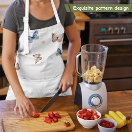 ECZOIL Waterproof Cooking Apron Adjustable with 2 Pockets for Kitchen Garden and Mothers Wives Girlfriends Gift, butterfly, One size fits all