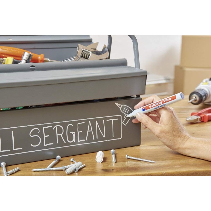 Edding 750 -1 3049 Industrial Paint Marker, 2-4 mm, white