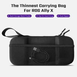 Ultra Thin Carrying Bag for ASUS ROG Ally X, 900D High Grade Nylon with Back Mesh Pocket, Portable Traveling Case, Dust-proof, Anti-scratch, Gaming Handheld Accessories (Black)