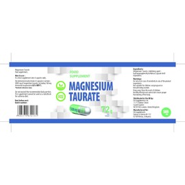 Magnesium Taurate 2000 mg per Serving, 120 Vegan Capsules, Laboratory Tested, High Dosage, Non-GMO & Gluten Free