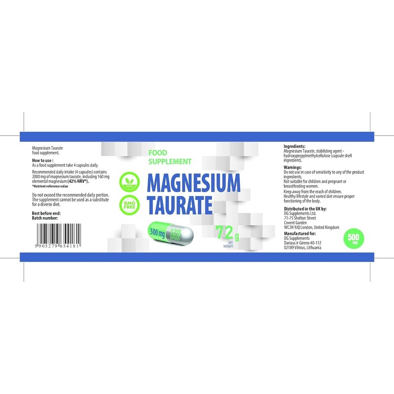 Magnesium Taurate 2000 mg per Serving, 120 Vegan Capsules, Laboratory