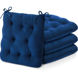 Nuanchu Memory Foam Chair Cushions Set of 4, Thick Indoor Seat Cushions for Dining Chairs Tufted Seat Pads for Kitchen, Dining Room, Office,(Royal Blue,15.5"x15.5"x4")