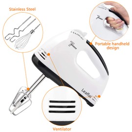 Electric Hand Mixer, 7 Levels Hand Mixer, Includes 2 Whisks, 2 Stainless Steel Dough Hooks, 1 Whisk, Dishwasher Safe