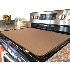 YUHFERA Stove Top Cover for Electric Stove - Silicone Stove Mat for Glass Top, Glass Cooktop Protector, XL Dish Drying Mats For Kitchen,Oven Covers for Electric Stove (Caramel,28 x 20)