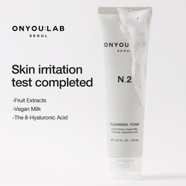 ONYOU:LAB ONYOU LAB N.2 Cleansing Foam | Deep & Hydrating Formula | Fruit Extracts | Vegan Milk | Charcoal Capsule | Creamy Microbubbles | All Skin Types | Korean Skincare (NET 5.07 FL. OZ. / 150 ML)