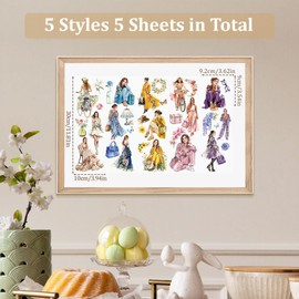 WANDIC 5 Sheets Rub On Transfer Stickers, Modern Girl Scrapbook DTransfers Furniture Decorative DIY Decals for Scrapbook Window DIY Decoration,10 * 30cm