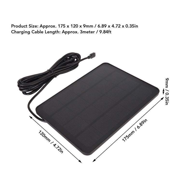 Solar Panel for Security Cameras, Waterproof 4W Solar Charger for