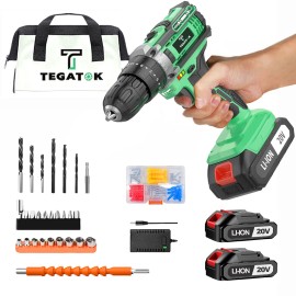 20V Power Tool Combo Kit: Hammer Drill & Impact Driver, 3/8 Keyless Chuck, Battery-Powered, OEM Availablevoltage: 20 V, color: Green