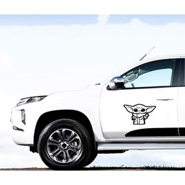 H-TRADINGS Exquisite Mandalorian * Wars Baby on Board Yod@ Decal Grogu Funny Sticker Black Decal Vinyl Sticker Cars Trucks Vans Walls SUV Laptops Sportbikes Snowmobiles 6 x 4 Inches