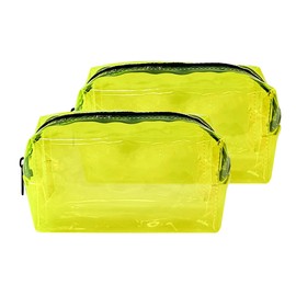 TotePrint TSA Approved Clear PVC Toiletry Organizer Bag 2Pcs Multipurpose Transparent Pure Colour Travel Makeup Cosmetic Bag for Essentials (yellow)