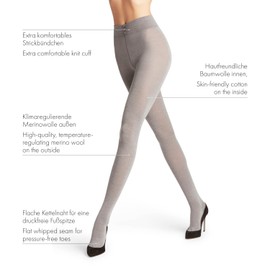 FALKE Women's Softmerino Tights, Thick Warm Breathable, Merino Wool Cotton, Trendy Casual or Dress Stockings, Black (Black 3009), M, 1 Pair