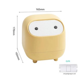 AIWE7D cubeta de basura pequeño con tapa para computadora, mini cubeta de basura a presión, papelera de oficina, para mesa de centro, cocina (amarillo)