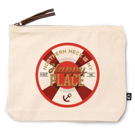 Lantern Press Northern Neck, Virginia, Northern Neck is My Happy Place, 100% Cotton Zipper Pouch, Travel Accessory, Go Bag