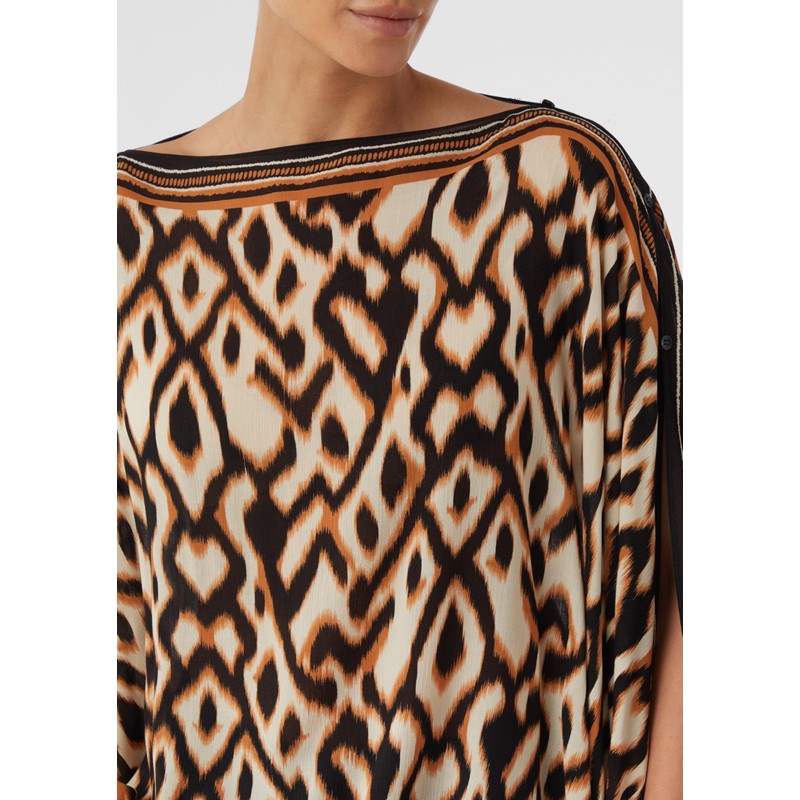comma Chiffon-Poncho mit All-Over-Print schwarz OneSize