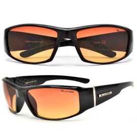 XLOOP SPORT WRAP NIGHT DRIVING VISION HD SUNGLASSES YELLOW HIGH DEFINITION  - 2pack Brown / Matte Black