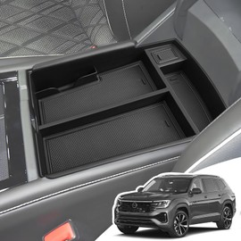 LANGBEAN Center Console Organizer for 2025 2024 VW Atlas/Atlas Cross Sport, ABS Armrest Storage Box, Middle Console Tray Organize, Armrest Insert Container Pallet