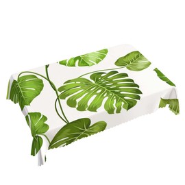 Walmsco Tablecloth Green Monstera Leaves Decor For Dining Room Kitchen Rectangular Table Cover 132 * 178cm