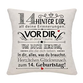 14 Years Old Girls Boys Birthday Gift Behind You All Your Memories Inspirational Gift 14th Birthday Gift Pillowcase for Daughter Son Sister Granddaughter Grandson Friends(14)